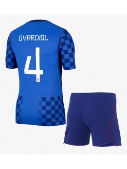 Otroški Nogometna dresi replika Hrvaška Josko Gvardiol #4 Gostujoči SP 2026 Kratek rokav (+ hlače)